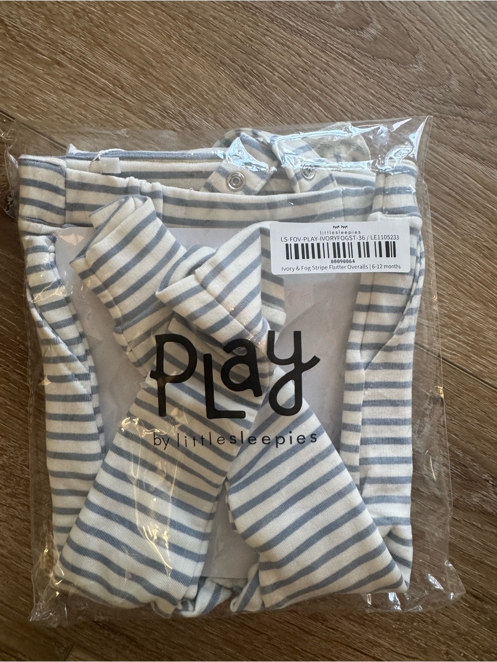 Little Sleepies Blue & White Striped Ruffle Overalls 6-12M girl - Picture 4 of 4